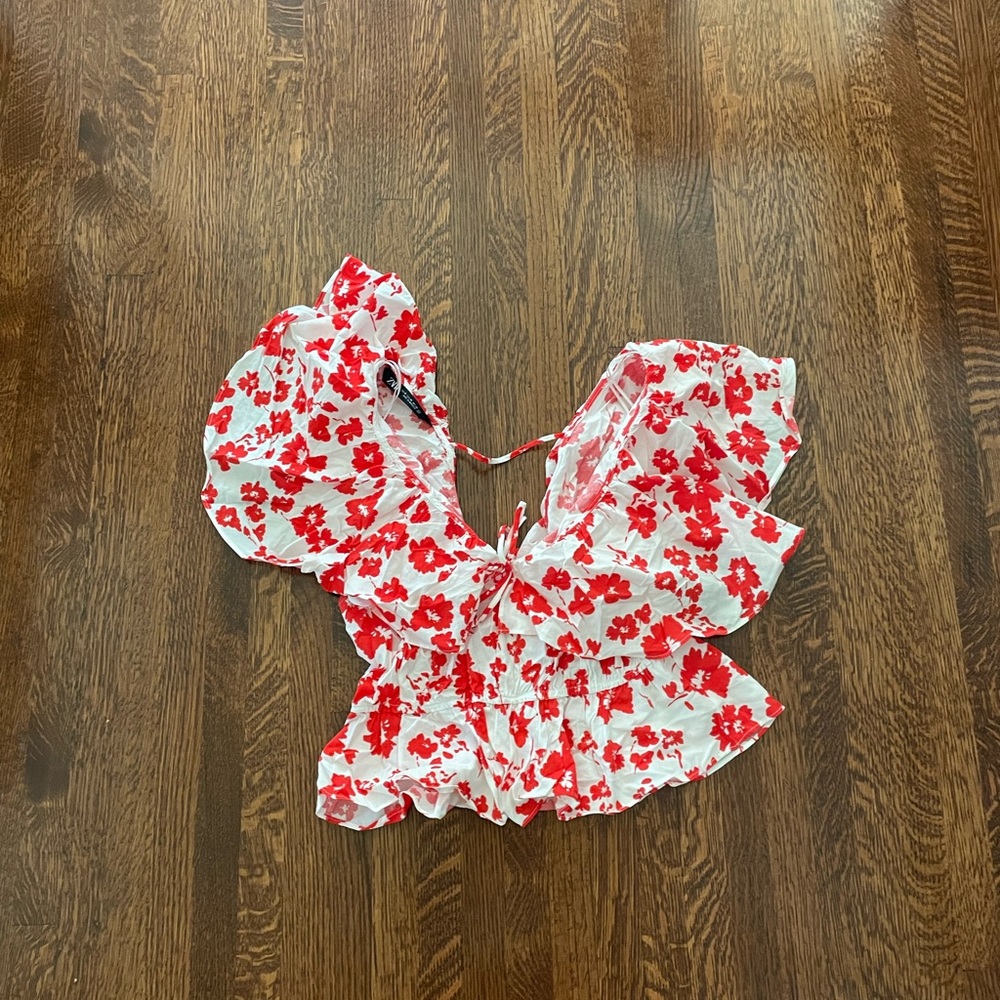 Zara Ruffled Print Blouse - Picture 8 of 9